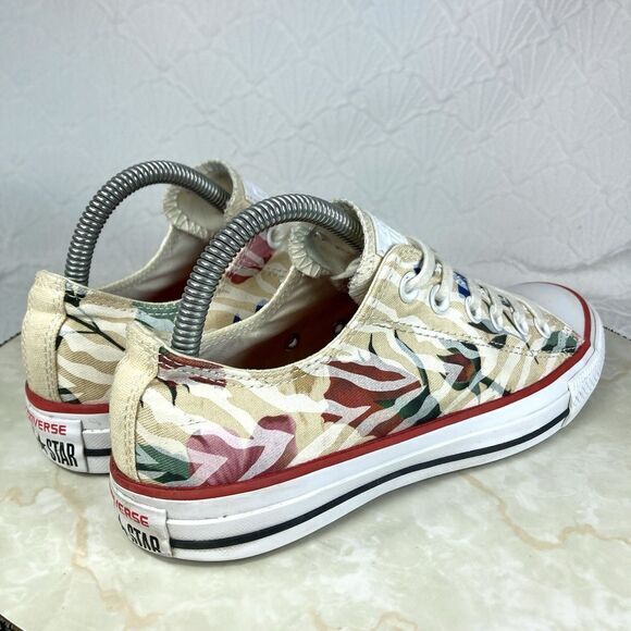 Converse Chuck Taylor Lace Up Sneakers Sz 7.5 Beige Floral Print Streetwear Shoe - Picture 9 of 12